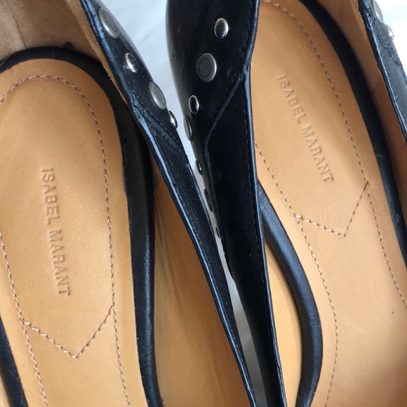 Isabel Marant Black Leather Studded Heels, Size 38 (US Size 8), EUC. - Picture 7 of 16